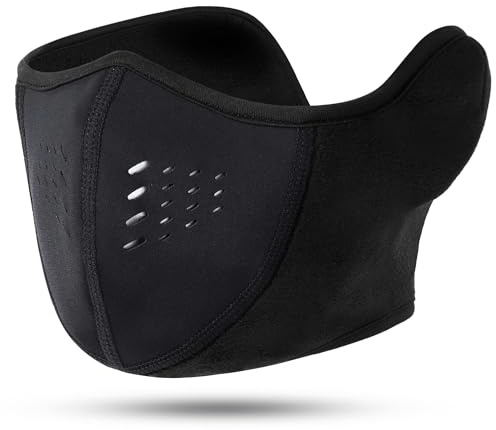 WTACTFUL Atmungsaktiv Halbe Sturmhaube Skifahren Sturmmaske Balaclava Halsschlauc Skihaube Herren Ski Maske Winter Warme für Motorrad Fahren Laufen Skifahren Snowboarden Schwarz