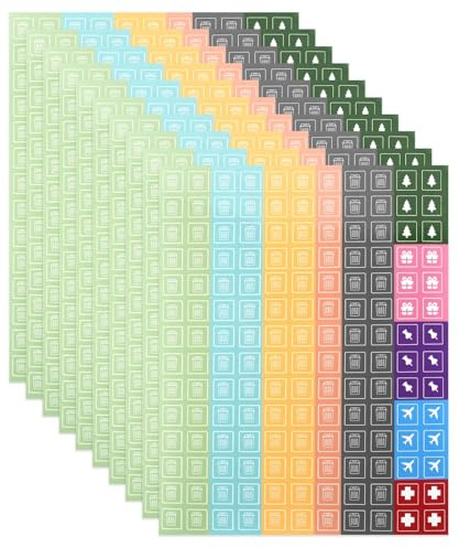 Sticker Kalender Set, 1230+ Aufkleber Mülltonne für Terminplaner und Organizer, Mülltrennung, Arzttermine, Geburtstage, Weihnachten und mehr, Planner Sticker für Planung Familienkalender To-Dos