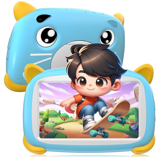 DOOGEE U7 Tablette Enfants 7 Pouces, Tablette Android 4GO RAM + 32GO ROM/TF 1TB Contrôle Parental, Tablette Tactile GMS Certified/Double Caméra/WiFi/Type C, Bleu