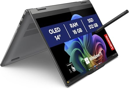 Lenovo IdeaPad 5 (2 in 1) AI Notebook Copilot+ PC 14, Display Touch WUXGA (1920x1200), Snapdragon X Plus, 16GB RAM, 512GB SSD, Sensore impronta, Windows 11, Lenovo Digital Pen inclusa - Luna Grey