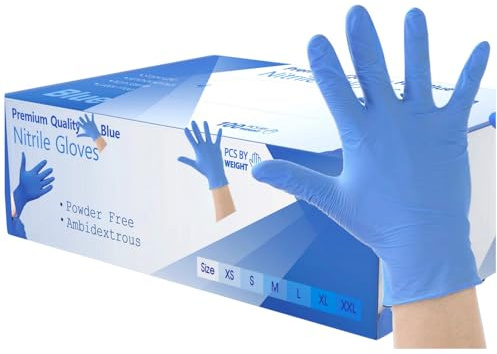 firmsafeT 400 Disposable Gloves Medium Blue Nitrile Gloves Food, Mechanical, Industrial, Hair & Beauty, Janitorial, Car Car e, Multipurpose-Powder Free (400 Gloves, Medium)