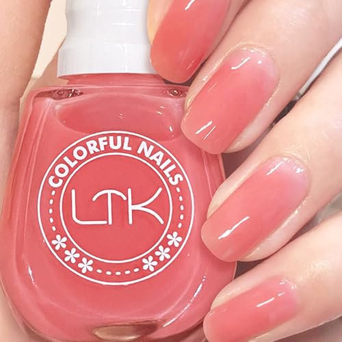 Jelly Nail Polish - Translucent Pink Nail Varnish - Quick Dry & Long Lasting Pale Pink Nail Polish - Non Toxic Breathable Natural Nail Varnish No Need UV Lamp for Women Girls
