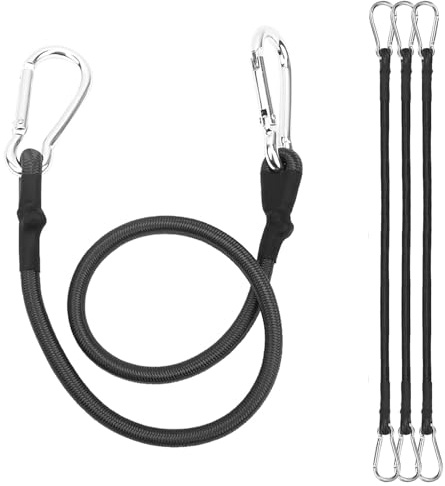 LangRay Tendeurs Elastique vec Crochets, Cordon Élastique avec Mousqueton, Sangle Sandow Elastique Tendeurs de Fixation pour Bâches Tente Bagages Voile d'ombrage Vélo, Noirs (4pcs 60cm)