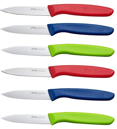 OPOLIA Paring Knife Fruit Knife Set (6 Pieces), Ultra Sharp Stainless Steel Vegetable and Fruit Knife with PP Plastic Ergonomic Handle for Cutting Fruits and Vegetables.