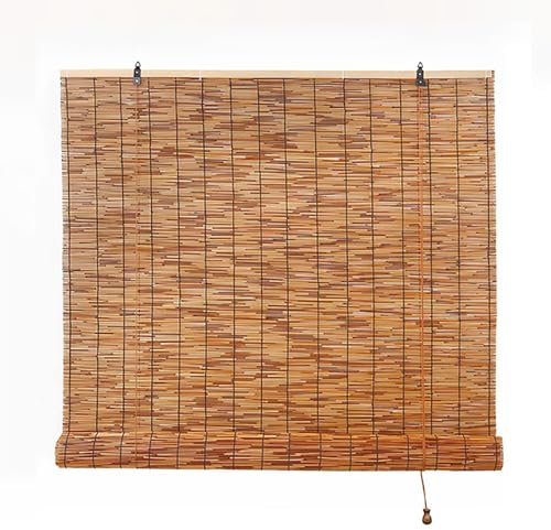 Bambusrollo Wetterfest Aussen, Natur Bambus Rollo Für Aussenbereich Balkon, UV-Block Fenster Raffrollos, 60 70 80 90 100 110 120 140 160 180cm Breite Sonnenschutz Sichtschutz Rollo
