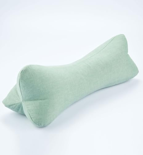 EDMILE Oreiller de soutien cervical respirant en sarrasin, coussin triangulaire pour soulager les douleurs cervicales, hauteur réglable, coussin cylindrique pour sommeil frais, amovible, lavable, vert