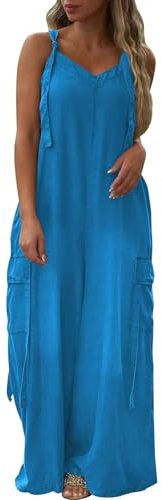 Generisch Jumpsuit Latzhose Damen schwarz Hosenanzug schwarz Glitzer Overall leicht Einteiler Jumpsuit Arbeitslatzhose kurzgröße Overall Baby (Blue, M)