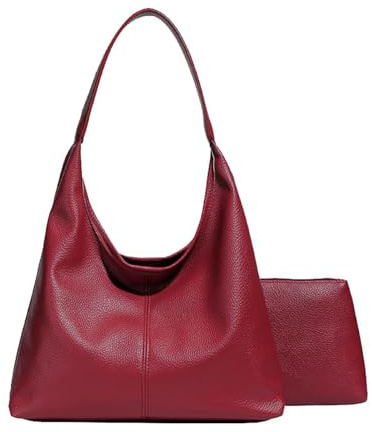 CUNGGI Hobo Taschen für Frauen Slouchy Tote Bag Soft Tasche Damen Schultertasche Umhängetasche Handtaschen 2pcs (Rot)