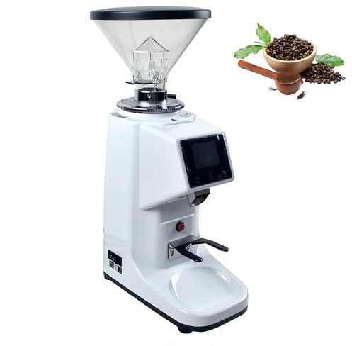 Macinacaffè elettrico per caffè espresso, macinacaffè da 350 ml con display LCD, tempo di regolazione, 19 livelli di macinatura, 2 modalità di macinatura, per uso domestico professionale(White)