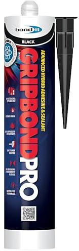 Bond It Black Gripbond Pro Superior Bond Hybrid Polymar Sealant and Adhesive (285 ml) - Multi-Surface Interior and Exterior Silicone Sealant Use – No Isocyanates, High-Strength Flexible