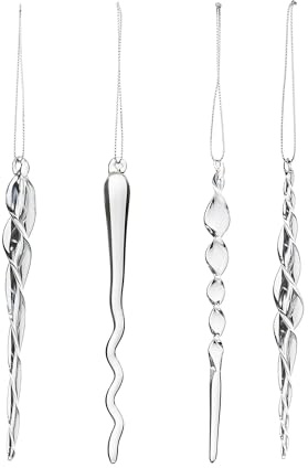 Clear Mixed Glass Icicles – 20-Piece Set, 14–15 cm – Glass Christmas Tree Decorations