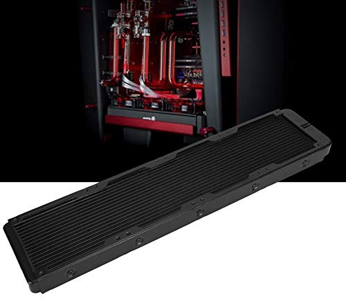 Ausla Radiateur de Refroidissement à Eau, échangeur de Chaleur en Alliage d'aluminium Noir pour Systèmes de Refroidissement d'ordinateur, 18 Tubes pour un Transfert de Chaleur Efficace