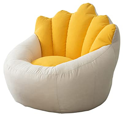 DTLEO Copri Bean Bag Pouf Cover Copertura per Poltrona A Sacco Fodere da Divano (Senza riempimento) per Bambini, Adolescenti e Adulti,Beige Yellow
