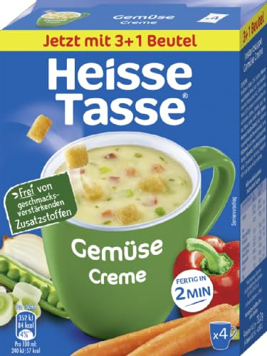 Heiße Tasse Gemüse Creme Vorteilspack Suppe, 16er Set | 64 Suppenportionen, cremiger Gemüsegeschmack, schnelle Zubereitung, ideal für Zuhause oder Büro