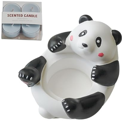 Tealight Colorate,Tealight Profumate - Centrotavola da tavolo con vaso di candela con statua di panda,Porta, vassoio decorativo per tealight per l'arredamento della tavola del soggiorno
