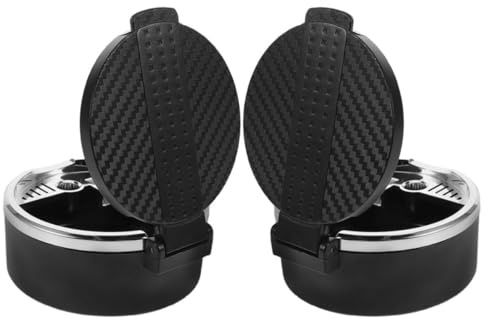 Baluue Cenicero de Coche con Tapa Negro, Diseño Compacto y Anti Cenizas, 2 Unidades de Plástico, Accesorio Práctico para Interior de Vehículo