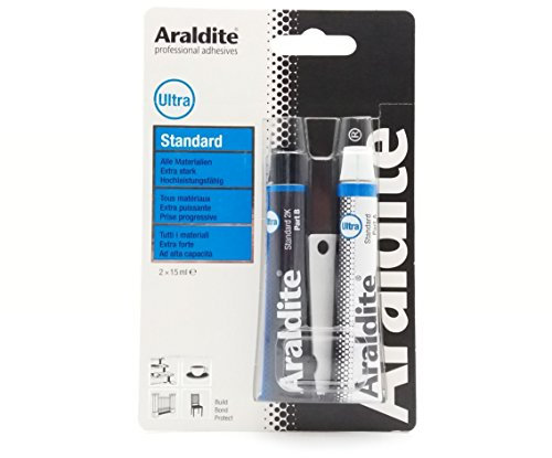 Araldite STANDARD 90 min | 2 x 15ml | Huntsman | Langsamhärtender, vielseitiger, hochbeanspruchbarer Zweikomponenten Epoxid Klebstoff 2K Kleber Epoxidkleber | Verkleben von Holz Glas Metall Plastik Stein Marmor Beton Keramik Porzellan Leder