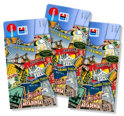 cardbox 3er Set 3 Kartenhüllen > für ec-Karten, Kundenkarten, keycards UVM. > Motiv: Travelbox