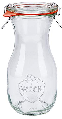 6x WECK-Saftflasche 290ml mit Gummiring und 2 Klammern