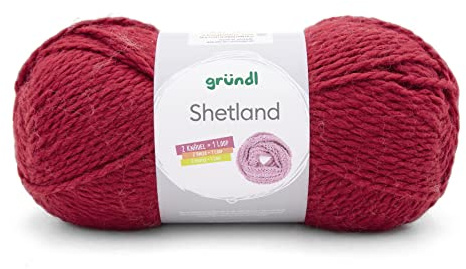 Gründl Wolle Shetland - Winterwolle - 1 Knäuel 100 g, Rot | Dicke Wolle zum Häkeln und Stricken Weich und wärmend - 80 % Polyacryl, 20 % Wolle - 100 g / 170 m - Nadelstärke 7-8