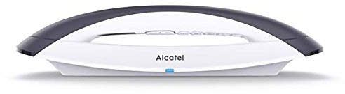 Alcatel Smile- Téléphone sans Fil Design, Grand écran rétro éclairé à l'intérieur du combiné, Mains Libres, Pure Sound, Grand répertoire, 10 mélodies d'appel, Volume réglable (5 Niveaux) - Blanc/Gris