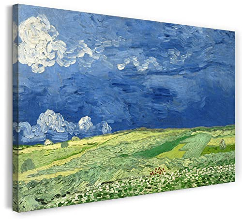 Printed Paintings Leinwand (80x60cm): Vincent Van Gogh - Weizenfeld unter Gewitterwolken (1890)