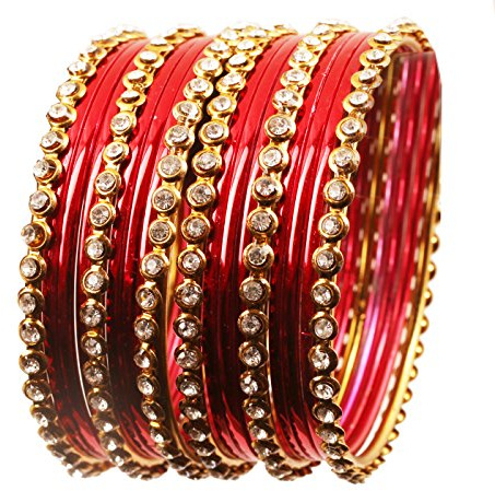 Touchstone Indischer Bollywood-Designerschmuck mit einreihigen Armbändern und klarem Strass für Damen.