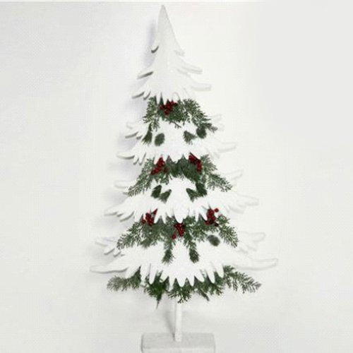 Albero di Natale Innevato con Ovatta Bacche Altezza 120Cm Decorazioni Natalizie FESTIVITÀ Natalizie Addobbi Casa Ufficio Effetto Neve Bianco Christmas