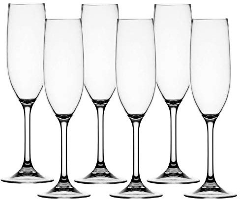 Marine Business - Set di 6 calici da spumante, infrangibili, in policarbonato, per feste
