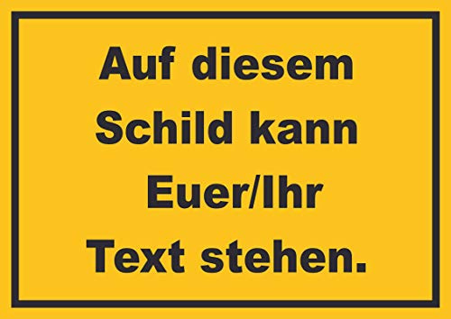 HB-Druck Schild mit Wunschtext waagerecht Text schwarz Hintergrund gelb A5 (148x210mm)