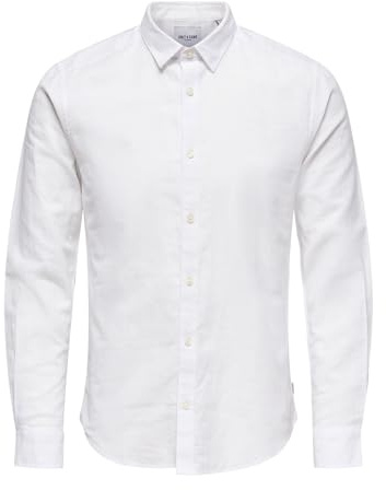 ONLY & SONS Camicia da Uomo ONSCAIDEN, Bianco, L