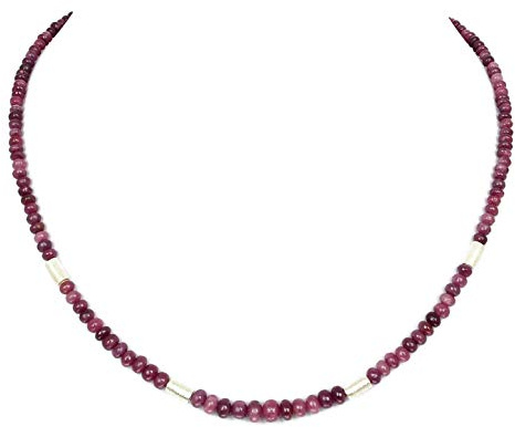 Rubin Kette - rote Halskette - Steinkette - 925 Silber - Rubin-Collier