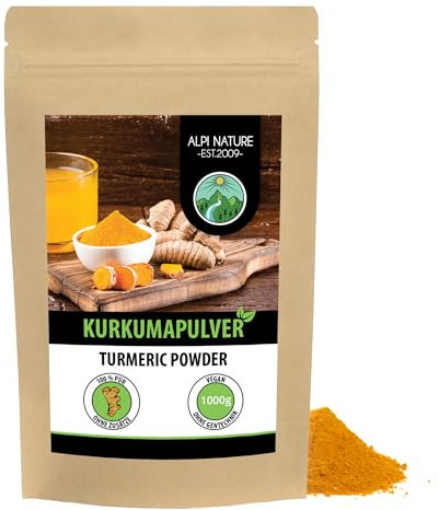Alpi Nature Curcuma in Polvere 1kg, Radice di Curcuma Macinata per Cucina e Latte Dorato
