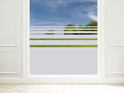 GRAZDesign Fensterfolie Streifen Blickdicht, Sichtschutz Folie Milchglasfolie für Fenster, Glastür, Scheiben lichtdurchlässig - 100x57cm / Silber
