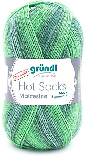 Gründl Hot Socks Malcesine - Ovillo de lana para calcetines (75% lana virgen y 25% poliamida, 100 g/m², 100 g/m², grosor de la aguja: 2,5 mm - 3 mm, 1 x 100 g), multicolor