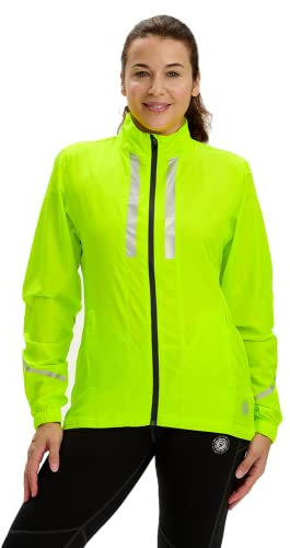 Time To Run Veste de Course a Pied Pour Femme Avec Poches - Légère Coupe-Vent Respirant - Idéal Pour L'exercice et Le Jogging - de XS Vert Citron