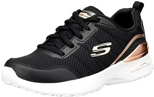Skechers SKECH-AIR DYNAMIGHT THE HALCYON, Scarpe da Ginnastica Donna, Black Mesh Rose Gold Trim, 40 EU