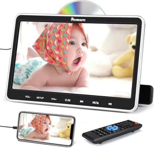 NAVISKAUTO Lettore DVD da Poggiatesta per Auto da 10,1 Supporta HDMI/Regione free/USB/SD/AV-in/AV-out/cavo AUX, 18 Mesi di Garanzia