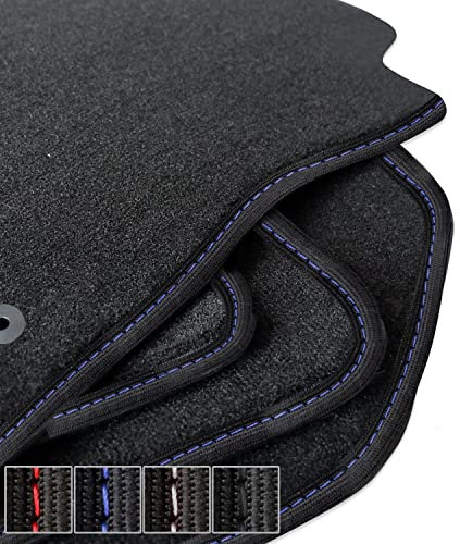 moto-MOLTICO Premium Auto Velours Autoteppiche Schwarz Automatten passend für VW Polo 6R 2009-2017 - Blaue