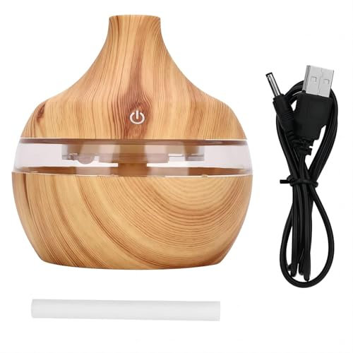 VIFERR Aroma Diffusore, 300ml Mini Diffusore di Oli Essenziali Umidificatore Elettrico a Ultrasuoni Diffusore Di Aromi In Legno con 7 LED a Colori per Home Yoga Office Spa
