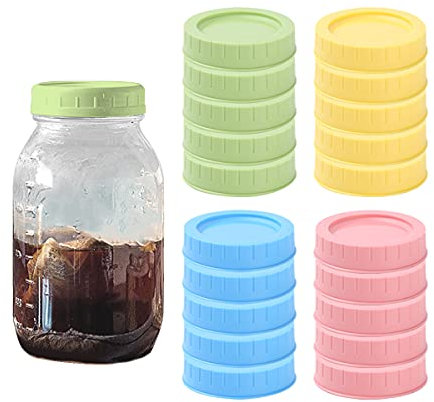 20 Pièces Couvercles Pots à Yaourt Compatible La Laitière avec Les Bocaux en Verre 70mm Couvercles Décoratifs Mason Jar Bouchon de Bouteille En Plastique de Qualité Alimentaire Sans BPA