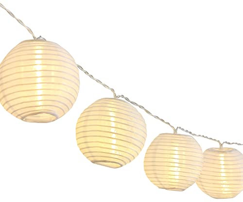 Gartenmama Small Mini LED Lampion Lichterkette Batterie 20er Nylon Papier 3 Meter mit Timer | Warm-weiß Lichterkette Außen Batterie Lampions Aussen Lichterketten batteriebetrieben auch für innen