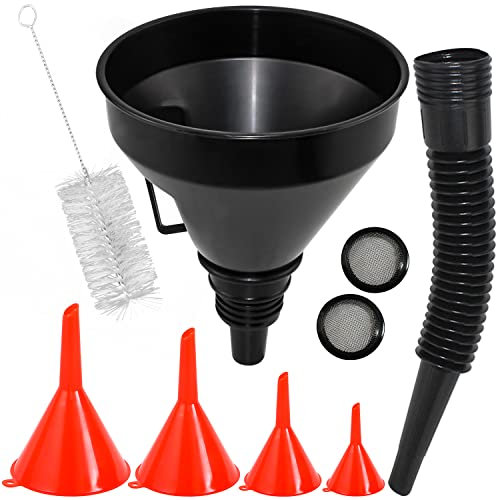 5 Pièces Entonnoir Essence avec Filtre Plastique Entonnoir Huile Moteur pour voitures et motos, huile moteur, liquide, diesel, kérosène et essence