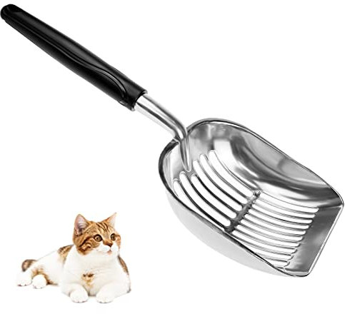 Fahibin Metal Cat Litter Scoop, 13 * 34.5cm, Durable Litter Pet Shovel, Deep Shovel with Comfortable Handle, Easy to clean Pet Litter Scoop for Cats