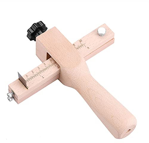 BuyWeek Herramienta de Corte de Tiras de Cuero, Correa de Tira de Corte de Cuero de Madera con 3 Cuchillas, Tira de Madera Ajustable y Cortador de Correa Herramientas Artesanales de Bricolaje