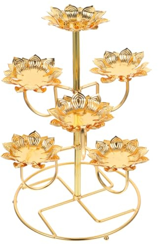 Milisten Lotus Candle Holder - Metal Ghee Lamp Holder for Buddhist Altar and Meditation - Elegant Tealight Stand for Diwali, Home Decor and Temple Offerings
