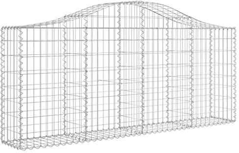 vidaXL 20x Arched Gabion Basket Cage Mesh Wire Stone Basket Outdoor Spiral Retaining Wall Planter Gardens 200x30x80/100 cm Galvanised Iron