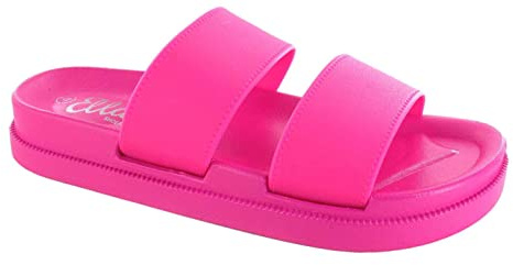 ella Womens Sandals Sliders Wide Double Strap Comfort Lightweight Colourful Stylish Summer Beach Shoes