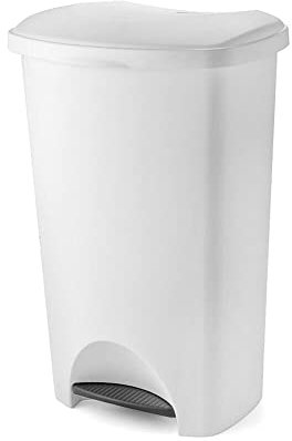 DAFUTA Eco Made 100% Recycled Plastic Kitchen Pedal Bin 50 Litre Black，Made from 100% recycled household plastics, Ideal for everyday use in the home, kitchen, utility room or office (White)