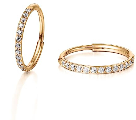 Limerencia Titan Reif-Ohrringe für Damen Herren, Medizinische Hypoallergen ohrstecker,8-12MM Ohrringe für empfindliche Ohren Mode Damenschmuck (10MM,Gold)